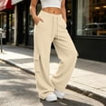 thumbnail image 6 of XIAONU Solid Cargo Wide Leg Pants for Womens Drawstring Waist Flap Side Pockets Sport Trousers, 6 of 9