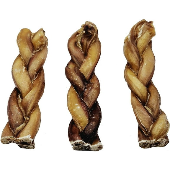 6" Premium Braided Bully Sticks Dog Treats, 3 count