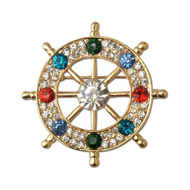 Helm Lapel Pin with Colorful Crystal Rhinestones Delicate Lapel Pin Jewelry Accessories for Men