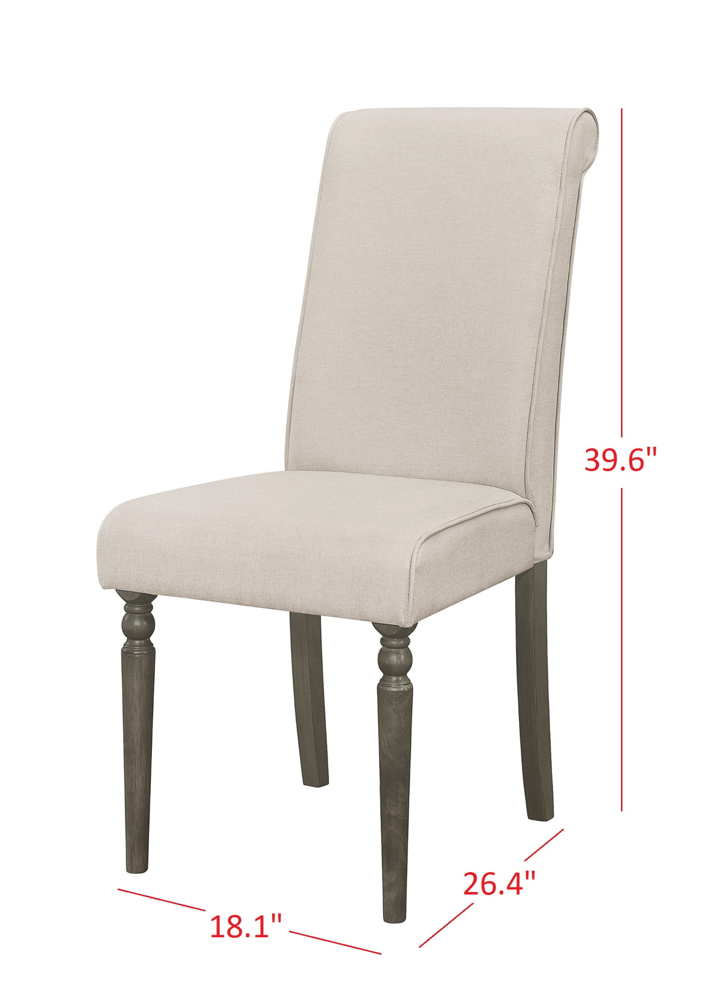 Home Design Franklin Dining Chair, Warm Gray, High-back design, Padded seat, Comfortable seating, Sturdy turned front legs, Classic style, Durable construction