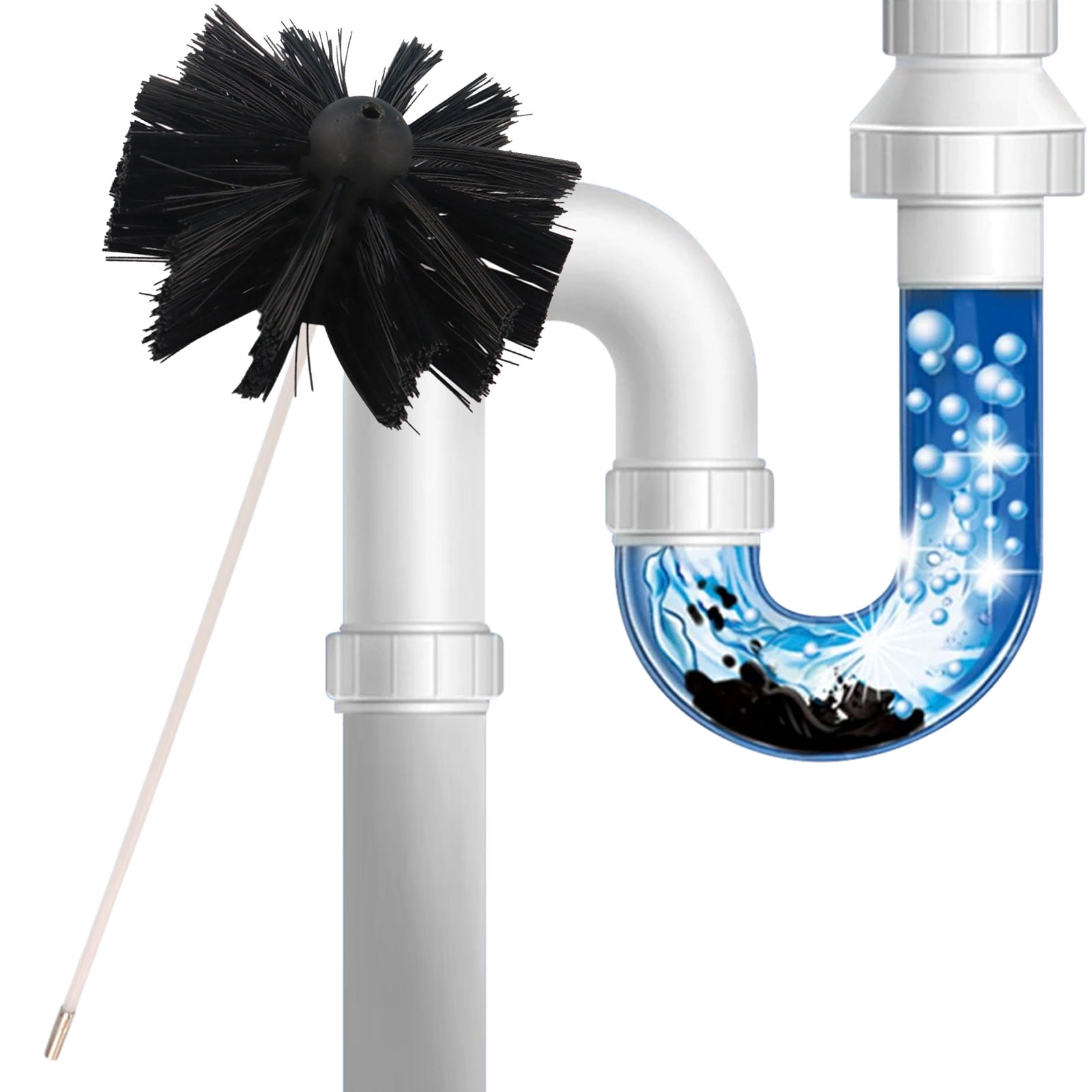 Efficient Cleaning with Long Handle Flexible Rod and Brushes for Chimney & Dryer Pipe Fireplaces Wall Vent Systems