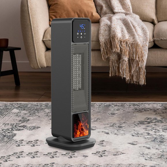 Calentador de espacio portátil, calentador eléctrico compacto con efecto llama, decorativo para hogar, para dormitorio, baño, dormitorio, interior