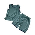 thumbnail image 1 of 2025 Ensembles et Ensembles pour Garçons Ensemble d'Été pour Enfants Gilet Shorts Robe Ensemble Garçon Ensemble Ample Garçons et Superposition Garçon Pyjama Mince Sans Manches Ensemble 8 Col Rond Tenue d'Intérieur pour Enfants Garçons Tenue à Bretelles, 1 of 4