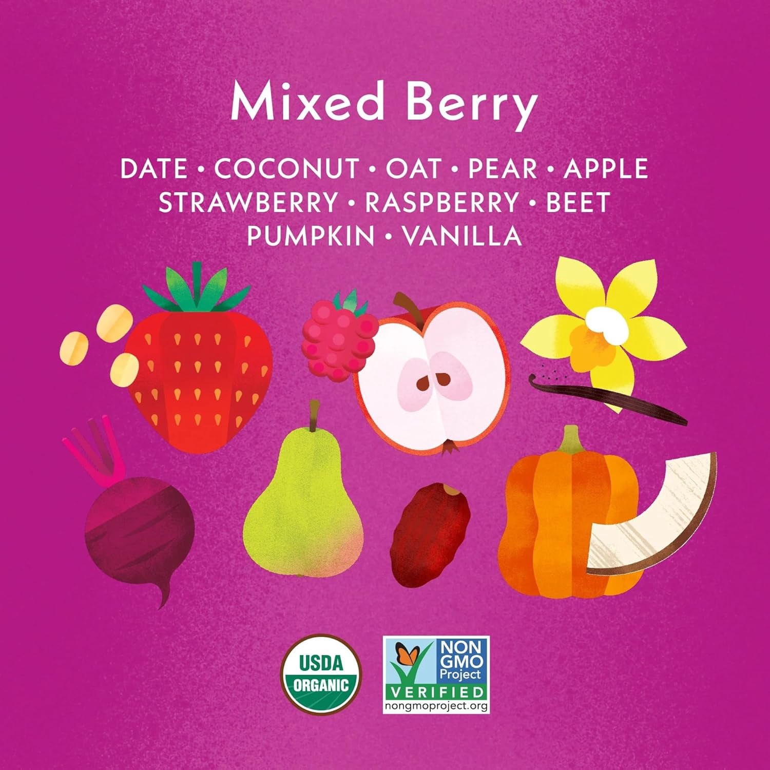 Once Upon a Farm | Organic Mixed Berry Soft Baked Bar | Strawberry, Raspberry, Beet & Oats | Made with Real Fruit & Veggies | No Added Sugar | 8 Boxes