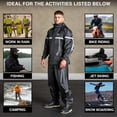 thumbnail image 3 of Waterproof Motorcycle Rain Suit, 2-Piece Reflective Gear, Lightweight Riding Jacket & Pants, Protective Raincoat with Hoodie (Black, XL-2XL), 3 of 5