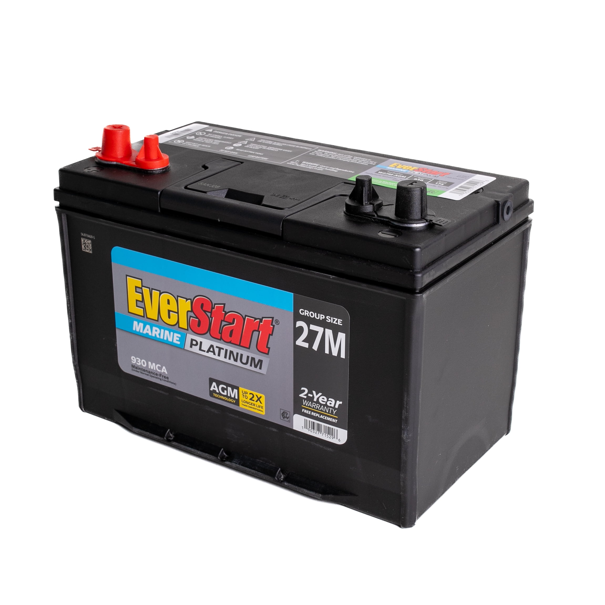 (2 pack) EverStart Platinum AGM Marine Deep Cycle Battery, Group 27M, 930 MCA, 175 RC, 12V, Vehicle Batteries