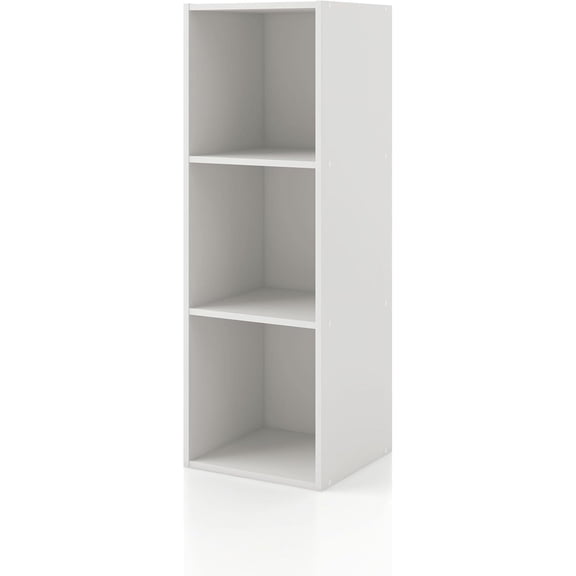 Apexa 3-Cube Storage Organizer Shelves, Stackable Wood Bookcase Fits Cubby Bins for Organization, Dorm Teen Room Decor & Home Office, White