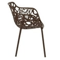 thumbnail image 4 of LeisureMod Devon Mid-Century Modern 5-Piece Aluminum Outdoor Patio Dining Set with Tempered Glass Top Table and 4 Stackable Flower Design Arm Chairs for Patio, Poolside, Balcony, and Backyard Garden, 4 of 15