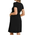 thumbnail image 4 of Bearsland Women’s Maternity Midi Dress Long Sleeve Casual Stretchy Pregnancy Dresses With Belt, 4 of 5