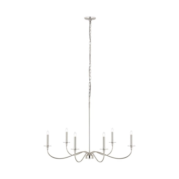 2301-42PN-Z-Lite-Arrington - 6 Light Chandelier in Restoration Style - 42 Inches Wide by 29 Inches High-Polished Nickel Finish    -Traditional