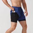 thumbnail image 1 of Pantalones cortos deportivos para hombre, para correr, maratón, atletismo, holgados, de tres puntos, de secado rápido, con forro, anti-running, de doble capa, para fitness, 1 of 6