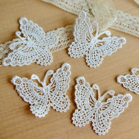 2019 New 10PCS Hollow out Lace Embroidery Stickwork Sticker Butterfly Cloth Clothes Applique Decal Water Soluble Mesh