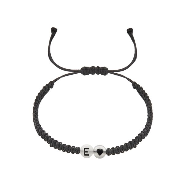 26 Letras Hecho a mano trenzado pulsera de la pareja Letra Ronda trenzado pulsera luminosa Letra pulsera trenzada Longitud pulsera ajustable para niños y niñas