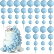 48 Pcs Balls Cake Topper Decorations Balloon Cupcake Toppers Foam Cake Topper Balls Cake Balls Decorations for Birthday Party Wedding Anniversary Cake Decorating