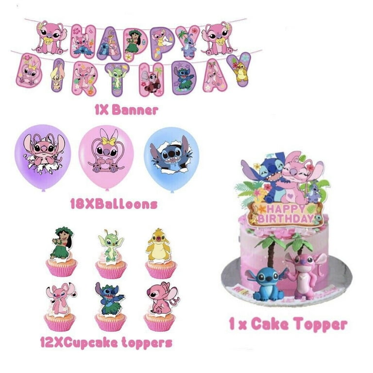 Lilo and Stitch Birthday Party Decorations,Stitch Birthday Decorations,Birthday Party Supplies for Stitch Party Supplies Includes Banner,Cake Topper