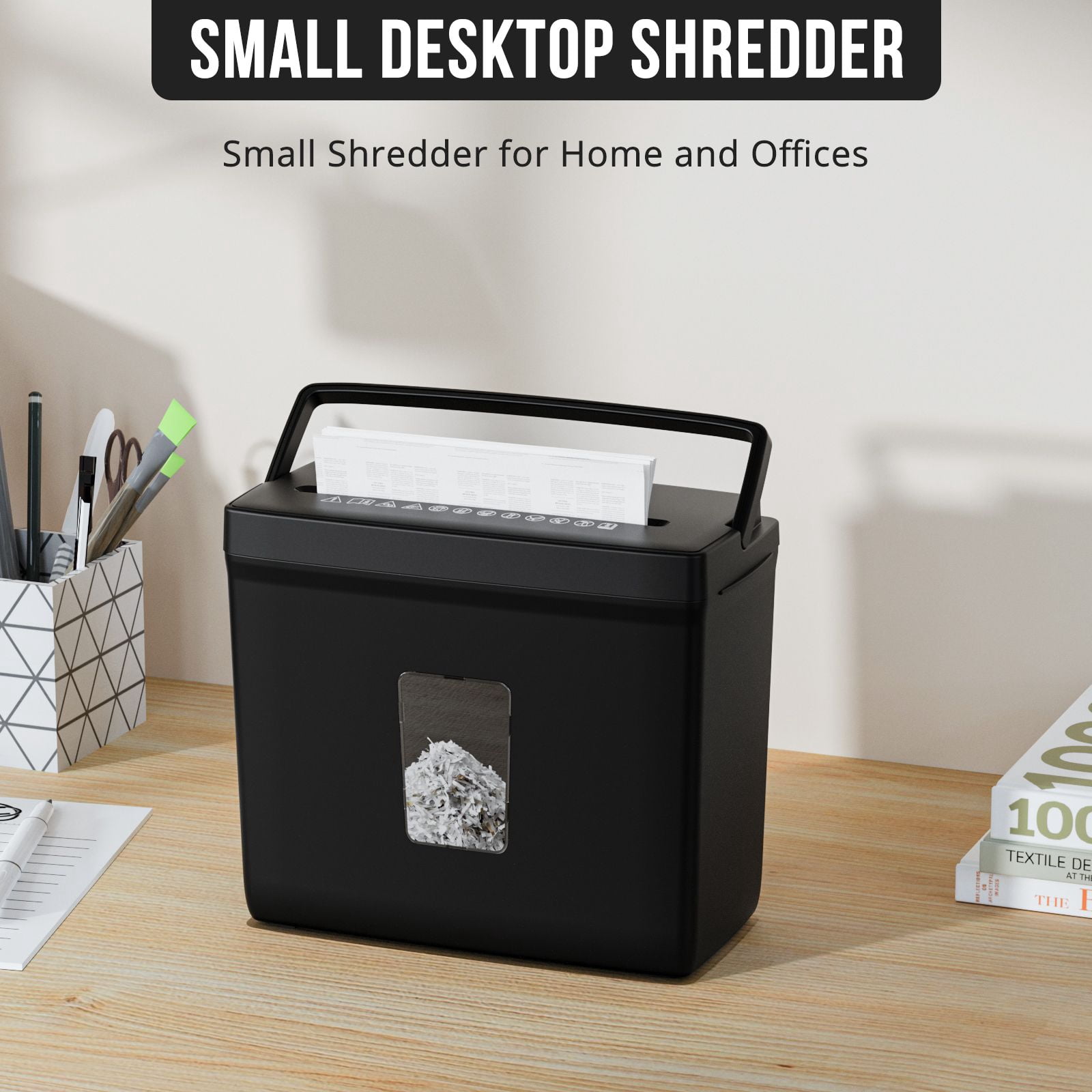 Home shredder, cross-cut shredder, 5-piece small cross-cut shredder, P-4 safety level, with 2.38-gallon bin, 4 mode design - durable, fast, paper jam-proof, suitable for offices, homes, schools