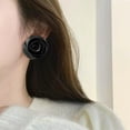thumbnail image 2 of Dainty Fabric Rose Flower Stud Earrings for Women Handmade 5cm 3D Organza Chunky Floral Bud Dangle Earring Elegant Wedding Birthday Holiday Costume Accessories Jewelry Gifts, 2 of 11