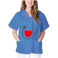 thumbnail image 2 of Hauts d'Été pour Femmes 2023 Hauts à Manches Courtes Col en V Uniforme de Travail Infirmier T-shirts, 2 of 6