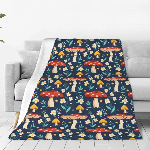 Balery Colorful Mushrooms Manta de Felpa Suave y Acogedora – Cobija de Franela Aterciopelada para Cama, Lavable y Cálida para Sofá, Mascotas, Transpirable-50"x40"