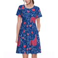 thumbnail image 1 of Easygdp Chicken and Rooster para Vestido Transpirable de Mujer, Vestido Suelto de Manga Corta con Pliegues y Bolsillos para el Verano, 1 of 6