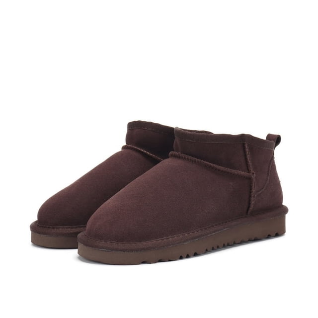 Botas de nieve básicas para mujer, botas cortas de piel de oveja, botas de nieve de algodón Sangpo