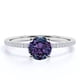 thumbnail image 1 of JeenMata Anillo de Compromiso Clásico con Solitario Pavé de Alejandrita y Moissanita de Talla Redonda de 1 Quilate Creado en Laboratorio en Oro Blanco de 18 K sobre Plata, 1 of 4