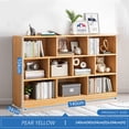 thumbnail image 2 of IOTXY Simple Bookcase with Base - 3 Tier 10 Cubes Freestanding Low Display Cabinet, Pear Yellow, 2 of 5