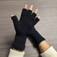 thumbnail image 3 of harmtty Winter Gloves Unisex Half-finger Thermal Gloves Soft Fleece Elastic Wrist Anti-slip Windproof Extended Wrist Ideal for Winter Weather Writing Typing 1 Black, 3 of 8