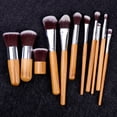 thumbnail image 4 of 11PCS Makeup Brush Set Bamboo Handle Professional Cosmetic Brush with Burlap Bag, 4 of 10