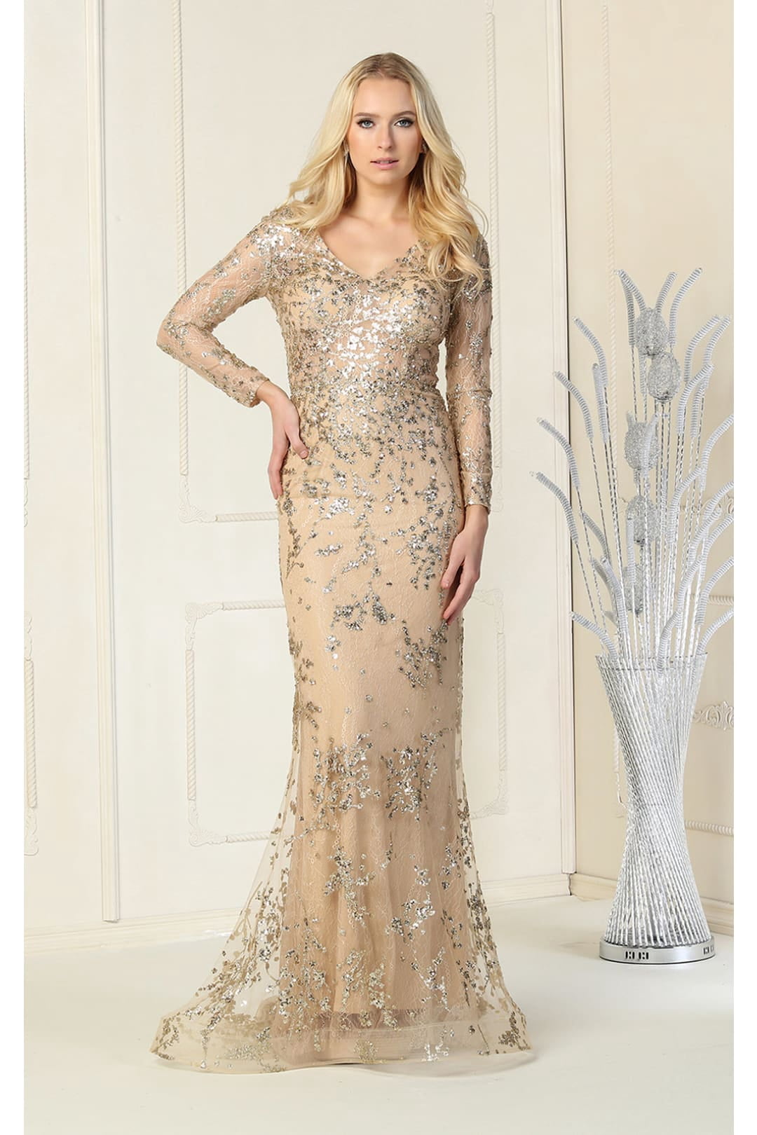 Formal Dress Shops Inc Modest Plus Size Formal Evening Gown Champagne