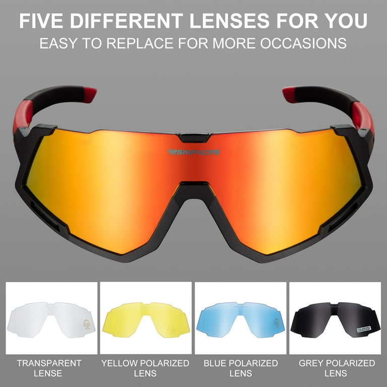 DSstyles Polarized Glasses, Sports Glasses with 4 Interchangeable Lenses,  Men's Women's Cycling Glasses, Baseball Running Fishing Golf Driving  Sunglasses 