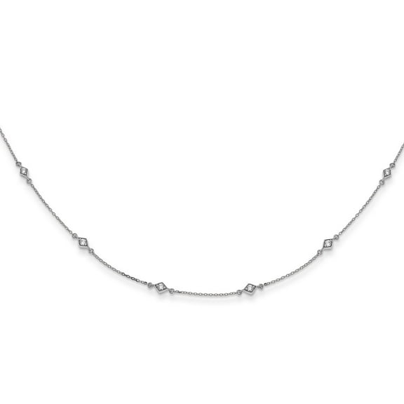 14K White Gold necklace Lab Grown Diamond SI1 SI2, G H I, Multi Station