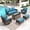 Peacock blue, variant on SUMMIT LIVING 7-Seat Patio Furniture Set with 56" Gas Fire Pit Table (50,000 BTU), Wicker Sectional Outdoor Conversation Set with Swivels Chairs, Beige