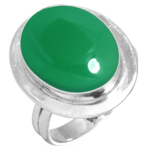 925 Silver Ring For Women - Girls Natural Green Onyx Stone Silver Ring Size 6.5 May Birthstone Simple Silver Ring Size 6.5 Gift For Ladies On Engagement 925 Gemstone Silver Jewelry