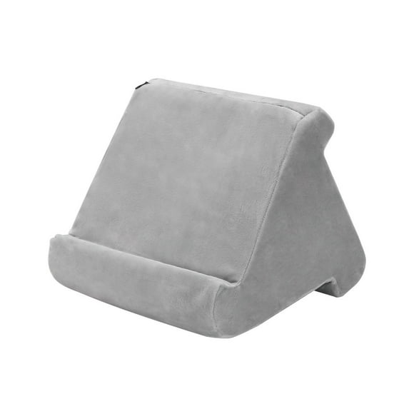 Nvzi Soporte de almohada suave para tablet, apto para iPad, soporte multiángulo para tablet, almohada suave, sin bolsillos laterales, gris, 1 unidad.