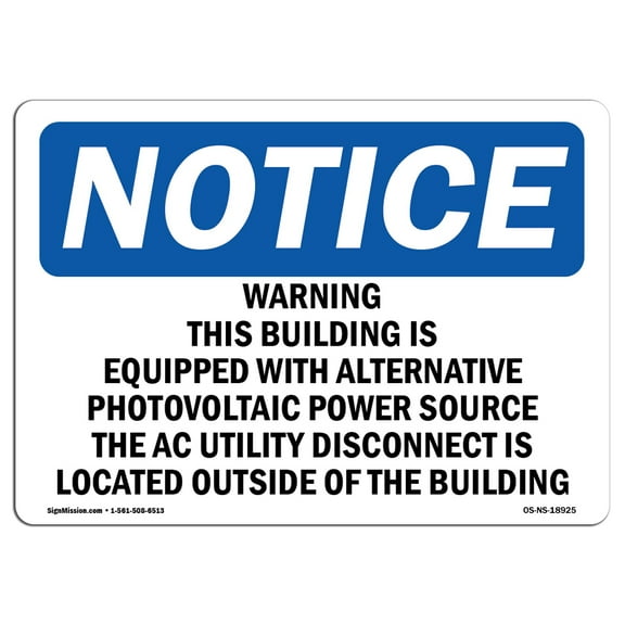 OSHA Notice Sign - Warning This Building Is Equipped With Alternative | Decal | Protect Your Business, Work Site |  Made in the USA