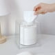 thumbnail image 3 of Nvzi Caja de pañuelos de acrílico transparente cuadrada, soportes para servilletas faciales de baño, dispensador de hojas de secadora transparentes de mesa 5.5 * 5.5 * 5.5 pulgadas, 3 of 3