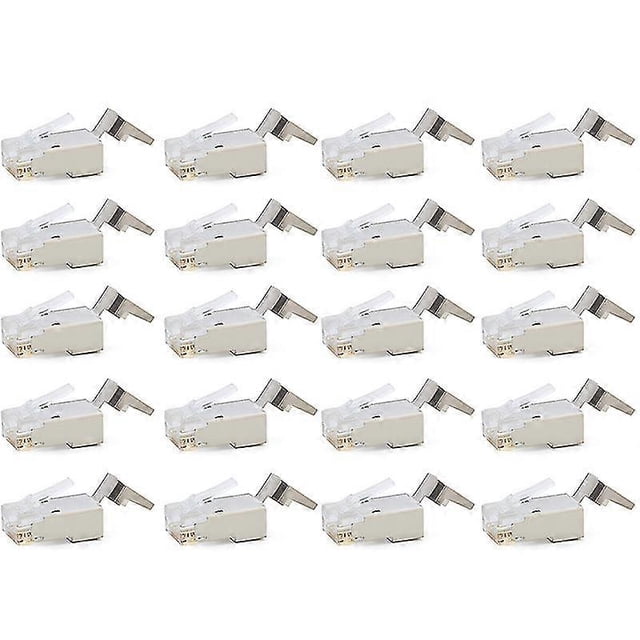 20 Pcs Cat6/6A RJ45 Pass Through Modular Plugs, Shielded (STP) External Ground Connector,EZ Crimp