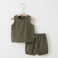 thumbnail image 2 of Diufon Toddler Baby Clothes Crewneck Sleeveless Tank Top Solid Color Shorts Homewear Outfit, 2 of 3