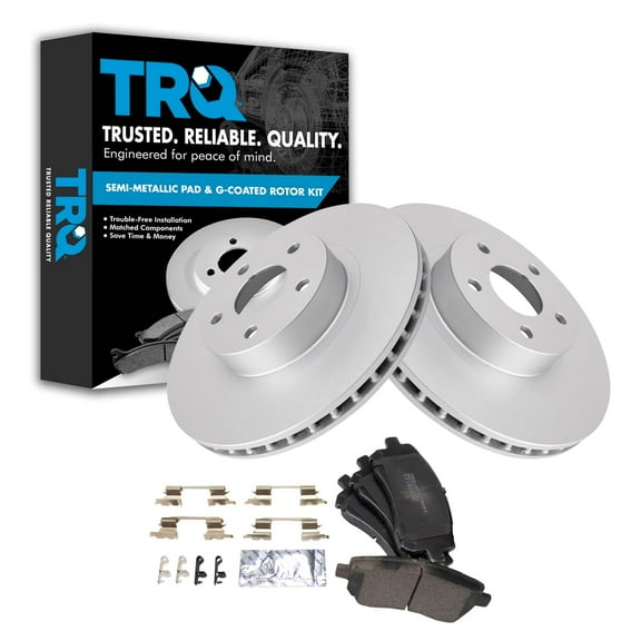 TRQ Front Brake Pad & Rotor Kit Brake Pads Brake Rotor Semi-Metallic Premium G-Coated Fits Select 1998-2002 Subaru Forester 1998-2001 Impreza 1997-2002 Legacy 2000 Outback