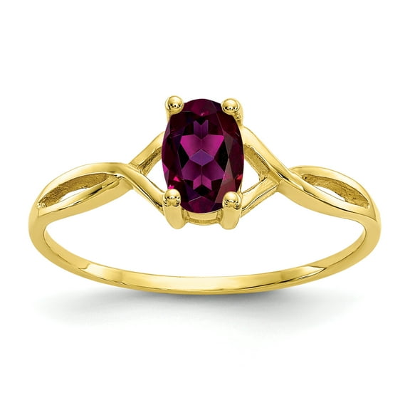Primal Gold 10 Karat Yellow Gold Genuine Rhodolite Garnet Birthstone Ring