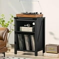 thumbnail image 5 of Joaxswe Record Player Stand, Turntable Stand with Vinyl Record Storage, Black Record Player Table Up to 160 Albums, End Table for for Living Room, 5 of 9