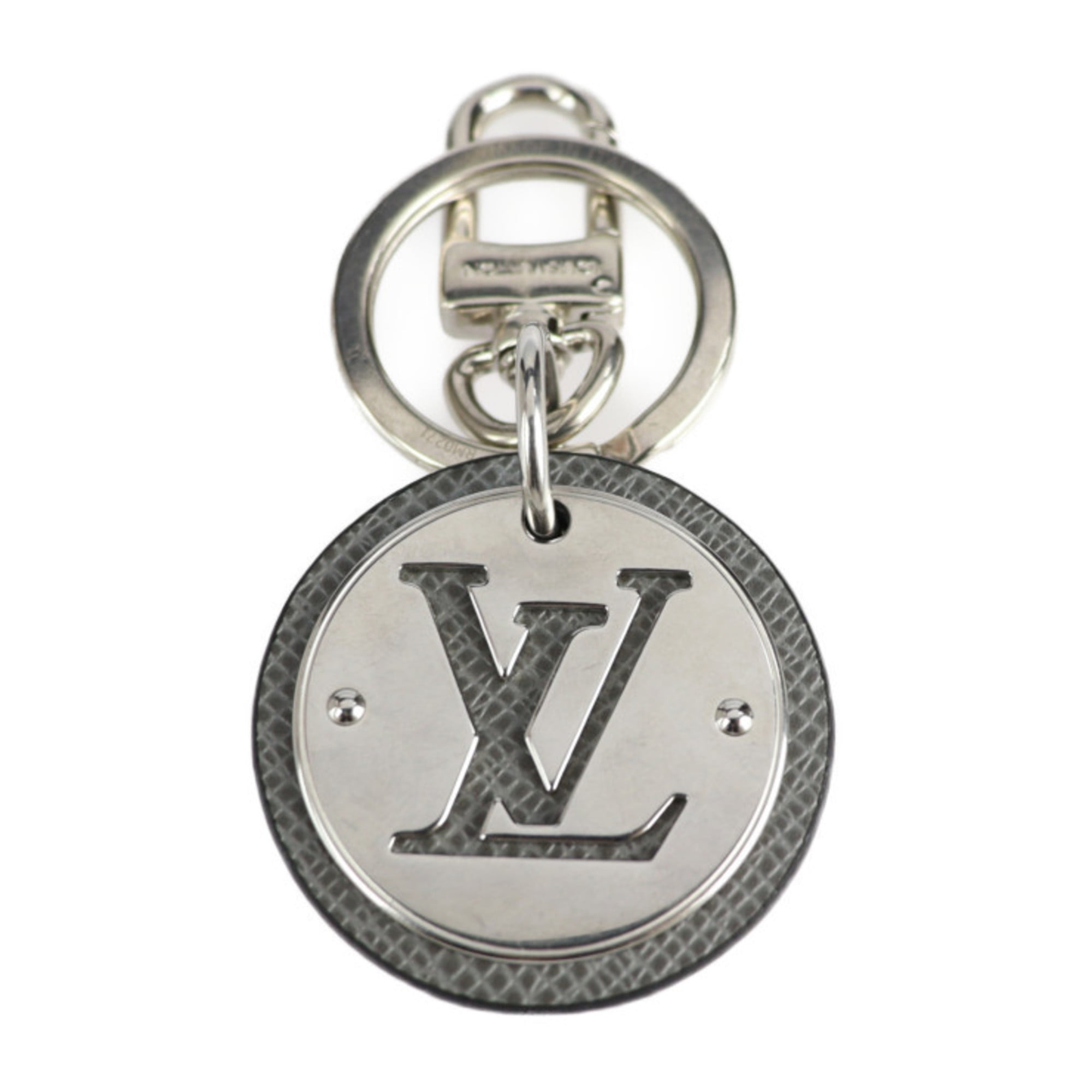 LOUIS VUITTON Louis Vuitton Portocre Tag Monogram Fluo Keychain MP2126 Titanium  Canvas Gray Series Silver Hardware Key Ring Bag Charm