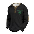 thumbnail image 3 of St Patrick's Day Sweatshirt for Men, Funny Oversized Shamrock Print Button Up V-Neck Long Sleeve Pullover, Graphic Holiday Workout Shirt & Casual Muscle Fit Top for Big and Tall Black L, 3 of 3