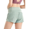 thumbnail image 2 of 2 in 1 Running Shorts for Women Mesh Stretch Workout Gym Athletic Short with Pocket, Green, Medium, 2 of 5