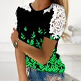 thumbnail image 1 of Fiudx Ofertas y Liquidaciones Blusa de Manga Corta con Cuello Redondo y Estampado para Mujer, 1 of 5