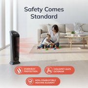 Lasko 23 1500W Oscillating Ceramic Electric Tower Space Heater with Remote Control, 751320, Black