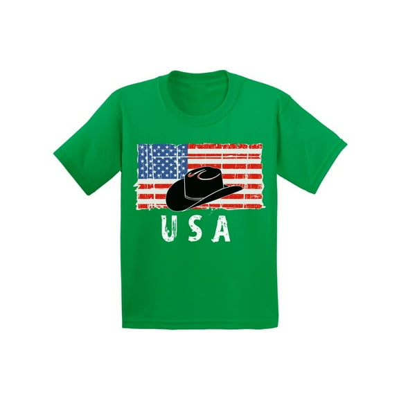Awkward Styles Cowboy Hat USA Youth Shirt Stripes and Stars USA Flag T shirt for Boys USA Pride USA Flag T shirt for Girls Made in the USA Texas Kids Tshirt Patriotic Gifts