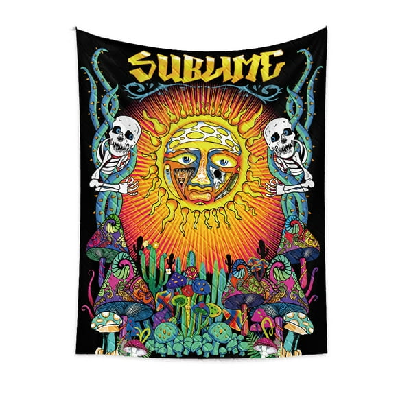 Sublime Sun Tapestry Wall Hanging, Psychedelic Hippie Vertical Colorful Tapestries With Mushroom Cactus For Bedroom Home Decor 28×37 Inch