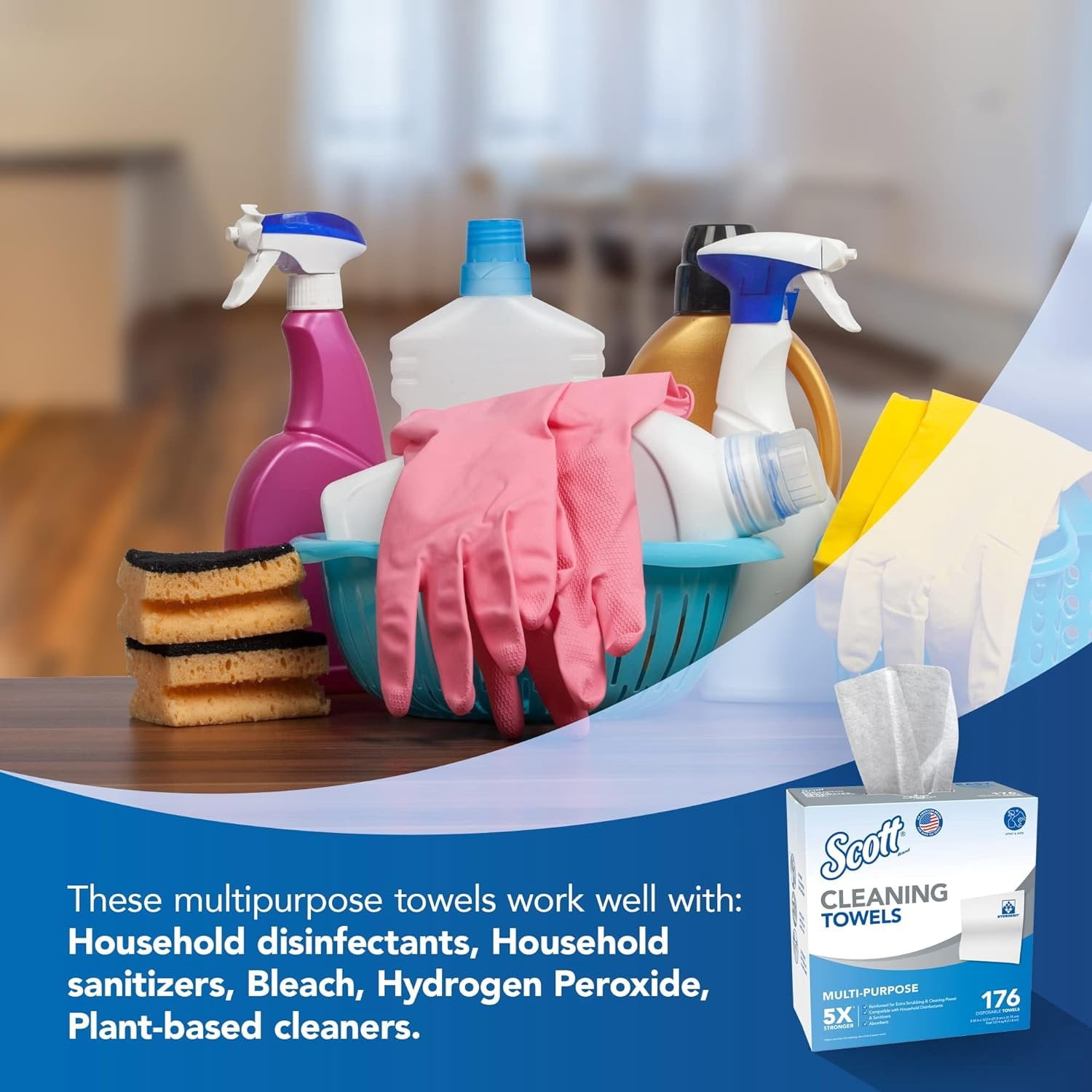 Scott Cleaning Towels 53892, White, 176 Towels/Box, 10 Boxes/Case, 1,760 Towels/Case